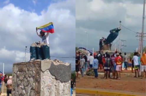 Manifestantes Venezolanos Derriban Estatuas De Hugo Ch Vez En Protesta