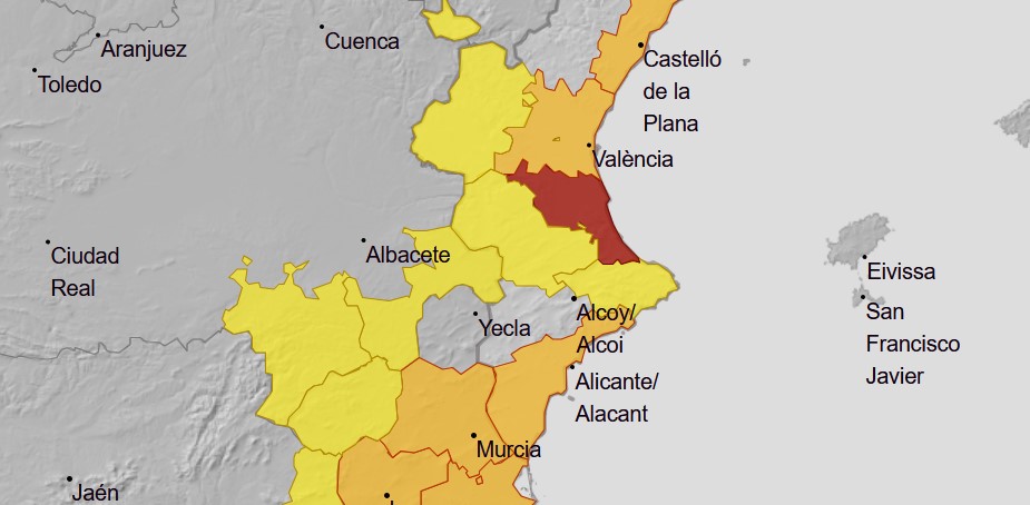 La Aemet Eleva A Nivel Rojo Las Alertas Por Lluvias En El Sur De Valencia