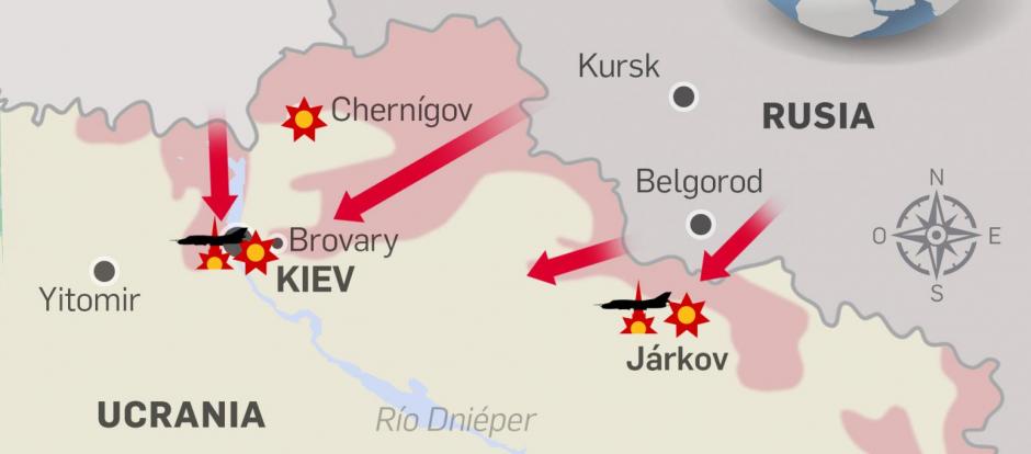 Mapa guerra Ucrania 6 marzo 2022