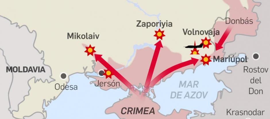 Mapa guerra Ucrania 6 marzo 2022