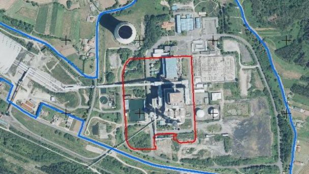 Este es el espacio, marcado en rojo, que ocupará la planta de hidrógeno de Meirama