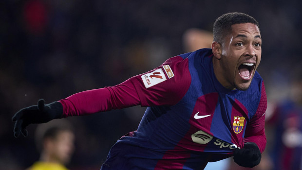 Vítor Roque celebra un gol con el FC Barcelona