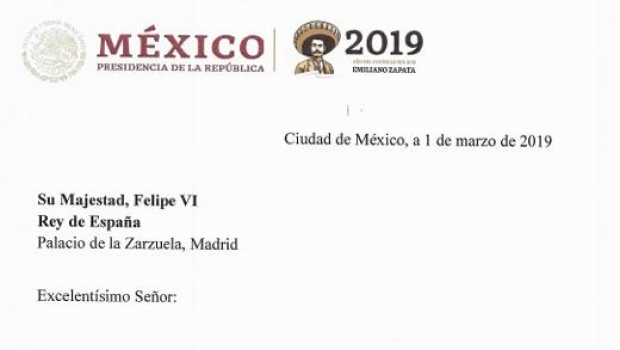 Imagen de la carta que mandó el actual presidente de México,  Andrés Manuel López Obrador, a Felipe VI