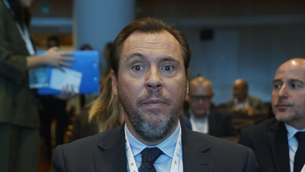 El ministro Óscar Puente, durante la apertura del Día Marítimo Mundial, a 21 de octubre de 2024, en Barcelona