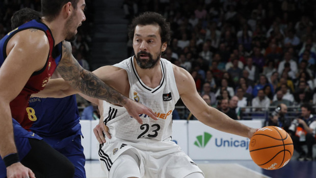 El base del Real Madrid Sergio Llull, durante el partido de la Liga Endesa de baloncesto