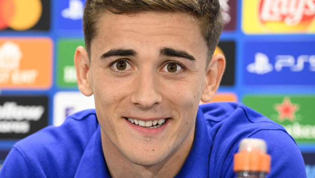 Gavi, durante la rueda de prensa previa al partido frente al Borussia Dortmund