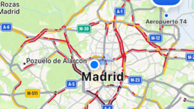 Madrid colapsado en las aplicaciones de navegación