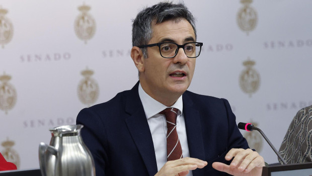 El ministro de Presidencia, Justicia y Relaciones con las Cortes, Félix Bolaños, durante su comparecencia este viernes ante la Comisión de Justicia del Senado