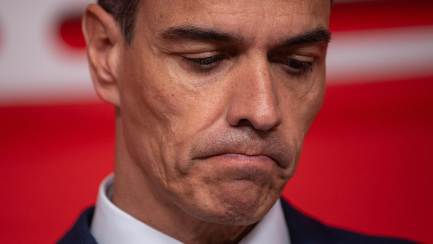 El secretario general del PSOE y presidente del Gobierno, Pedro Sánchez, durante una rueda de prensa, en la sede del PSOE