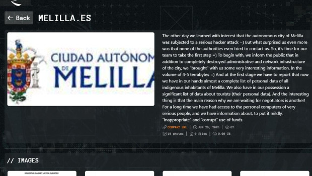 el grupo ransomware Qilin se ha atribuido la responsabilidad del ciberataque contra la ciudad de Melilla