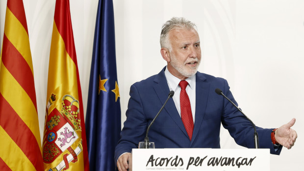 El ministro Ángel Víctor Torres, durante su comparecencia en Barcelona