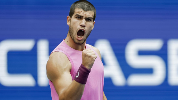 Carlos Alcaraz, durante la semifinal del US Open ante Novak Djokovic