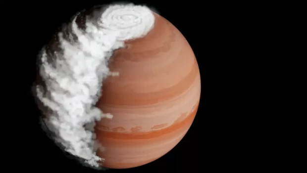Representación artística de WASP94-A b, un gigante gaseoso en la constelación de Microscopium