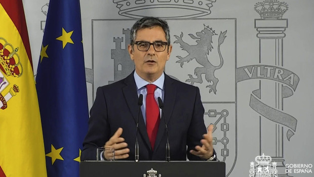 El ministro Félix Bolaños, durante su declaración en la Moncloa