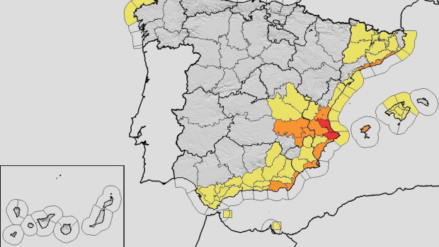 Mapa de avisos de AEMET para este domingo 18 de octubre