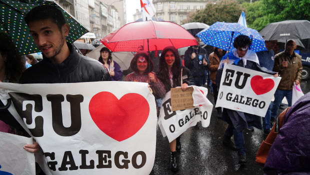 Una manifestación en defensa del idioma gallego