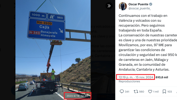 Imagen del mensaje de Óscar Puente este viernes en X