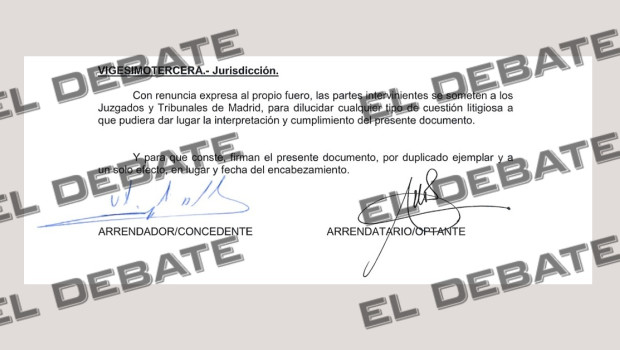 La firma de José Luis Ábalos en el contrato del piso que firmó con Víctor de Aldama