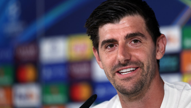 Courtois, durante la rueda de prensa previa al partido frente a la Juventus