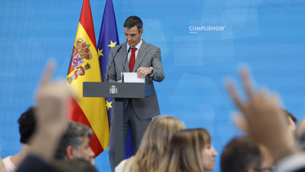 Pedro Sánchez, durante su comparecencia de fin de curso