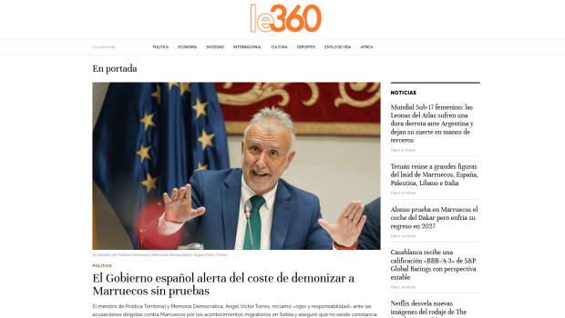 Portada del diario marroquí Le360