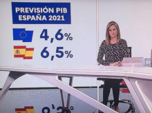 Infografía realizada por TVE para ilustrar las previsiones del PIB de España