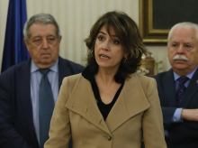 Dolores Delgado, durante su toma de posesión como Fiscal General del Estado, en 2020