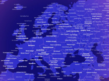 Vista de Europa del mapa 'Notable people', que sitúa a las personas más influyentes de la historia según su lugar de nacimiento