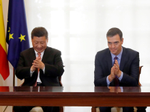 El presidente chino Xi Jinping, junto con Pedro Sánchez