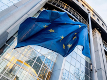 Bandera de la Unión Europea en Bruselas.