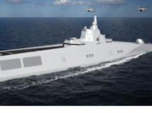 Maqueta del proyecto Smart 8000 presentada por Navantia en Feindef y simulaciones del buque del futuro