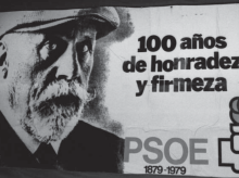 Imagen del cartel con el que el que el PSOE celebraba su centenario