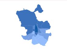 Mapa de los resultados de las elecciones municipales en Madrid 2023