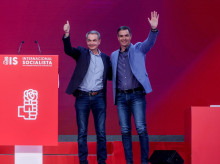 José Luis Rodríguez Zapatero y Pedro Sánchez, durante un mitin del PSOE