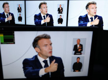 Emmanuel Macron durante su entrevista en la televisión