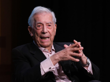 Author Mario Vargas Llosa during the conference 'El fuego de la imaginación' or 'The fire of imagination' at the InstitutoCervantes, in Madrid.