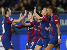 Las jugadoras del Barça celebran uno de los goles ante el Brann