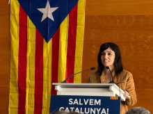 Silvia Orriols, presidenta y candidata de Aliança Catalana, durante un mítin en Tarragona.