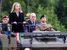 Giorgia Meloni, durante los actos de aniversario del Ejército italiano