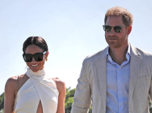 Britain's Prince Harry, Duke of Sussex and Meghan Markle , Duchess of Sussex  during the Royal Salute Plo Challenge in Wellington, Florida, US. on April 12, 2024.