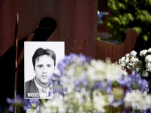 Una fotografía del concejal del PP Miguel Ángel Blanco, durante un homenaje en 2024