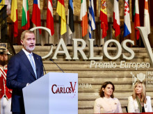 Don Felipe, durante su intervención en el Monasterio de Yuste