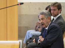 El expresidente cántabro Miguel Ángel Revilla, en el acto de conciliación con el Rey Juan Carlos I celebrado en un juzgado santanderino