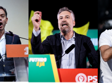 Luis Montenegro, Nuno Santos y André Ventura, líderes políticos de Portugal