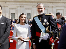 Los Reyes, este domingo, en la misa del inicio del pontificado de León XIV en el Vaticano