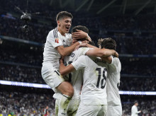 Los jugadores del Real Madrid en el partido frente al Mallorca
