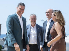 Pedro Sánchez, en una de sus visitas a La Palma con motivo del volcán en la isla