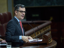 El ministro de la Presidencia, Justicia y Relaciones con las Cortes, Félix Bolaños, interviene durante una sesión plenaria en el Congreso