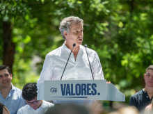 El presidente del Partido Popular, Alberto Núñez Feijóo, este viernes en Guadalajara