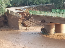 Puente colapsado por la crecida del río Aguasvivas (Teruel)